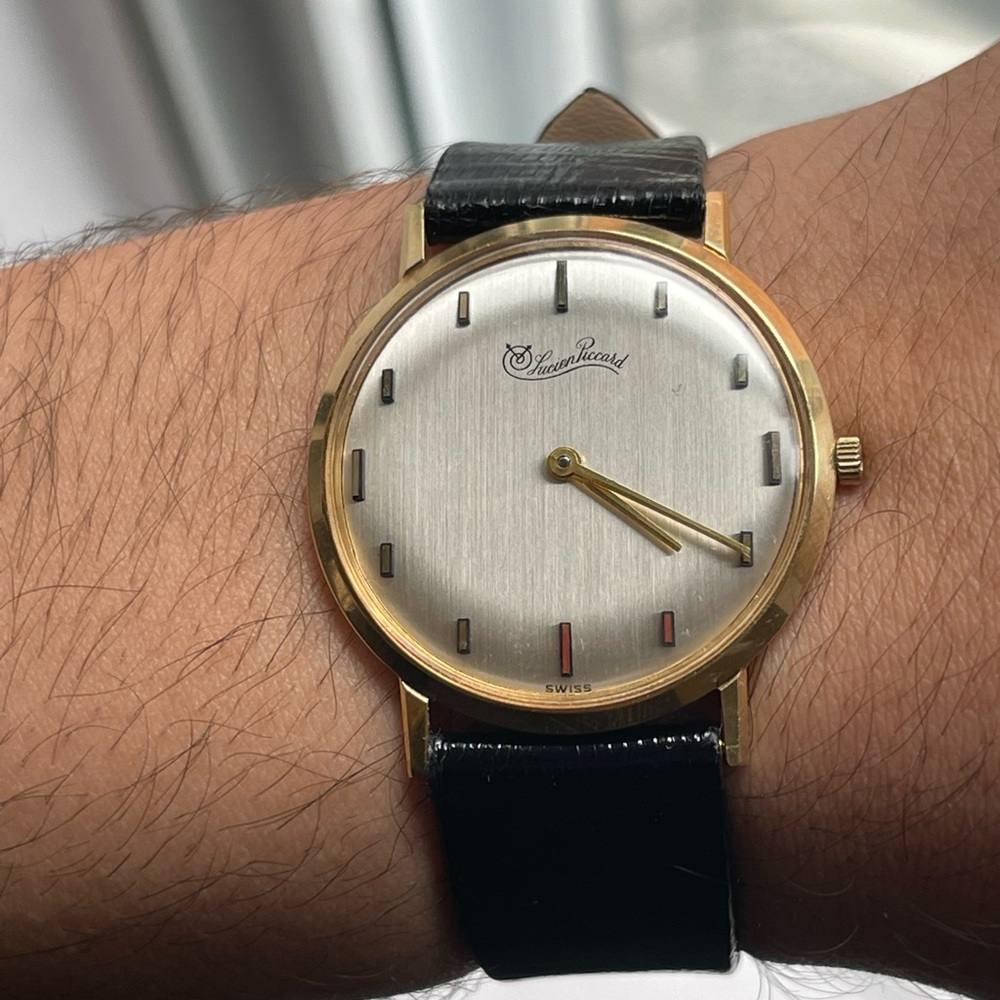 Rare Lucien Piccard Vintage ultra Slim watch 14k solid gold